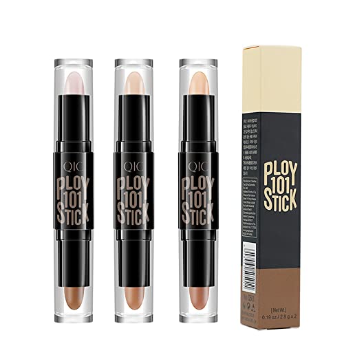 6 Colori Highlight Contour Stick, 2 in 1 Stick Ombreggiatura, Correttore Ombretto Multicolore, Matita Viso Illumina e Tonifica, Bastoncini Evidenziatori, Contour Concealer Highlighter Stick (3 Pezzi)