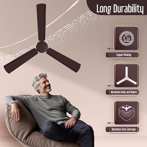 Image of CG Eco 28 | 1200mm Ceiling Fan | BEE 5 Star | BLDC | High Air delivery | Wider Blades | High speed | Anti-rust | Upto 65% Energy Saving | with RF Remote | 2-Year Product Warranty - Brown