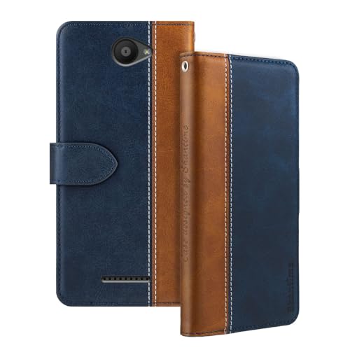 Shantime Funda de Piel con Solapa Compatible con BQ Aquaris U Lite Case con Portatarjetas Bloqueo RFID Soporte Magnético Delgado Diseño Delgado Cubierta(Azul)