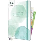 Häfft® Lehrerplaner Grundschule 2026/2027 im A4+ Format Hardcover - Lehrerkalender & Unterrichtsplaner für Klasse 1–4 'Watercolor Dots' - mit Notenlisten, Sticker & 4 Lesebändchen