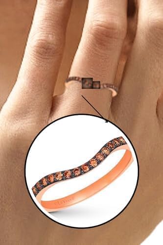 Vaishnav Jewels 1.00Ct Round Cut Lab Created Chocolate Gemstone Curved Wedding Band Ring, 14k Rose Gold Finish