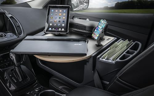 Image of AutoExec AE-RMCD-PM-TAB-PS-11M Roadmaster Car Desk for Your Vehicle Workstation and Mobile Office, Natural with Phone Mount, Tablet Mount and Printer Stand | Phone Mount, Tablet Mount, Printer Stand, Vehicle Workstation and Mobile Office