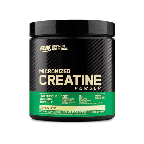 Optimum Nutrition Creatina Monohidratada Micronizada em Pó Sem Sabor 300g Pote Suplemento Alimentar Esportivo