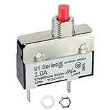 EPLZON 1A 1 Amps 125/250V AC 50V DC Manual Reset Push Button Thermal Circuit Breaker Overload Protection Quick Connect Terminals Switch for Upright Vacuum Cleaner(1Pack)