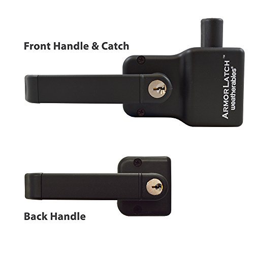 Weatherables Keystone Magnetic Armor 2-Sided Key-Lockable Gate Latch – Nylon Polymer Heavy Duty Gate Latch With Self-Latching Gate Lock – Easy Installation On Metal, Wood & Vinyl Fences, Keyed Alike #TOP1