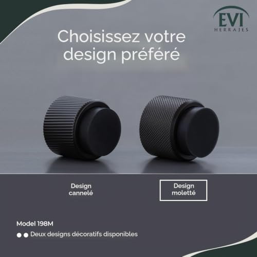 Butée de porte murale amortisseur noir mat moleté diamant durable - 4