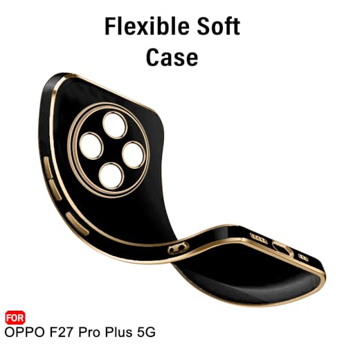 Image of TheGiftKart Luxurious Golden-Plated Back Cover Case for Oppo F27 Pro Plus 5G | Raised Lips for Camera & Screen Protection | Shockproof Design | Stylish Back Cover for Oppo F27 Pro Plus (TPU, Black)