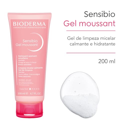 Sensibio Gel Moussant - Gel de Limpeza Micelar Calmante e Hidratante Pump 200 Ml, Bioderma, Multicor