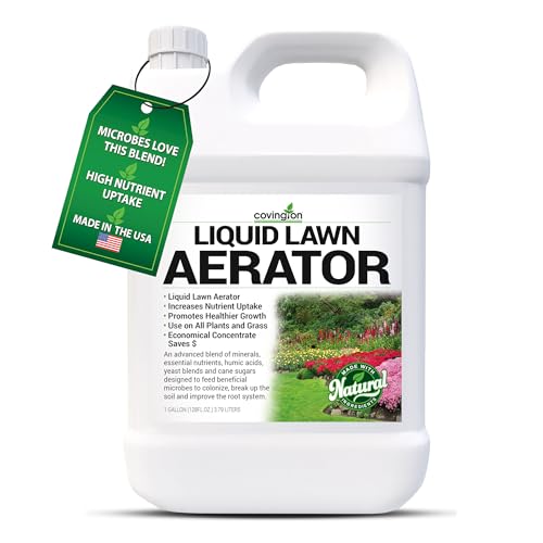 Covington Liquid Lawn Aerator (1 Gallon) – Soil Conditioner & Softener for Lawns & Gardens – Loosens Clay & Compacted Soil for Better Water & Nutrient Absorption – Liquid Aeration Concentrate