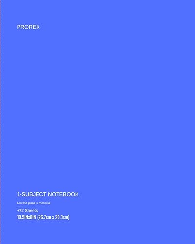 Libreta de Notas de 1 Materia - Papel Rayado Resistente al Sangrado de Tinta, 72 Hojas, Tamaño 10.5 x 8 Azul para oficina y escuela Ideal para ...