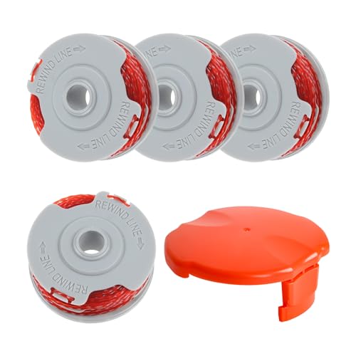 Image of Strimmer Replacement Spool for Flymo FLY021/513937190, 0.06" 36ft Double Line Spool Compatible with Flymo Contour 500 XT/Power Trim/Mini Trim, with FLY060 Cover (4 Spools+1 Cover)