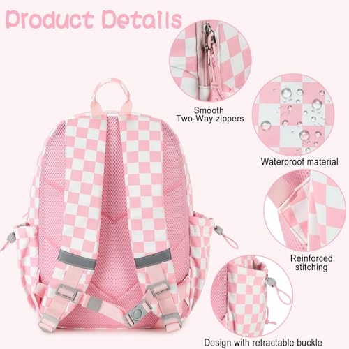 Image of LOIDOU Backpack for Girls 4-6, 15 inch Cute Kids Backpack for Toddler Preschool Gifts (pink)