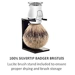 Parker 100% SILVERTIP Badger Shaving Brush – Chrome Handle & Stand – Premium 3-Band Badger Bristles for Smooth, Luxurious Lather - Image 5