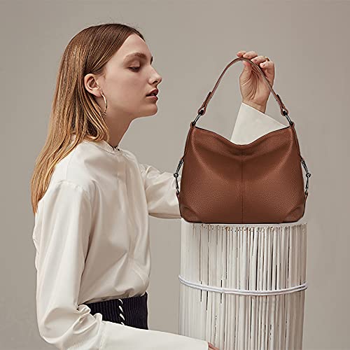 Image of YALUXE Women's Real Leather Shoulder Bags Hobo Handbags Purse Crossbody Bag