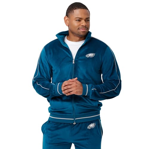 FOCO Philadelphia Eagles NFL Mens Velour Zip Up Jacket Top - M