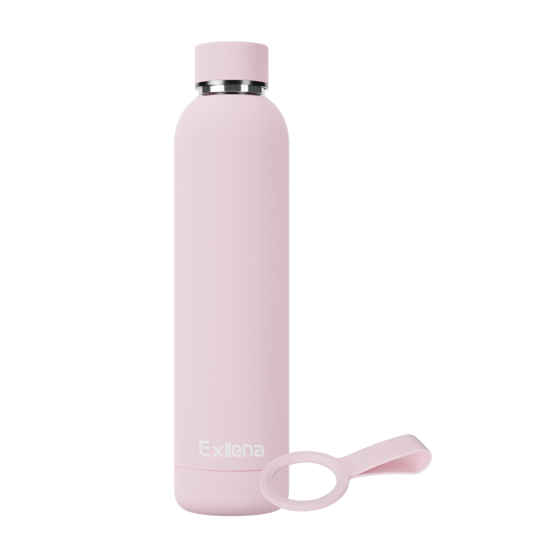 Exllena Borraccia Termica 750 ml - Bottiglia Termica Doppio Vuoto Mantenere Calore/Freddo - Senza BPA - 100% A Tenuta Stagna con Anello per Tote (Rosa)