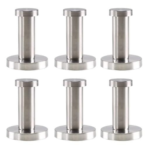 Luabue Lot de 6 Crochets Patere Mural Inox Ronds Argent Patères de Salle de Bains Support Mural en...