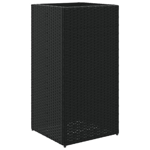 vidaXL Jardinière Noir 40x40x80 cm résine tressée, jardinière d'extérieur, bac à Fleurs, bac à tomates, jardinière de terrasse, bac à Pommes de Terre