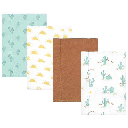 Image of Hudson Baby Unisex Baby Cotton Poly Flannel Burp Cloths, Desert Cactus 4-Pack, One Size