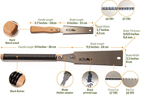 Clarke Brothers VB Set Of 2 - Ryoba Japanese Pull Saw 9.5 Inch And Flush Cut Saw 6 Inch thumb #1