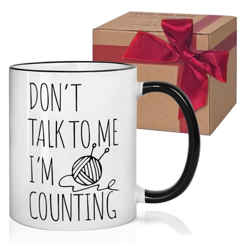 Funny Crochet Mug Gift for Crochet Lover - Don't Talk to Me I'm Counting - Knit Knitting Crochet 11Oz Ceramic Coffee Mugs - Inspirational Christmas Birthday Gift for Knit Knitting Crochet Women