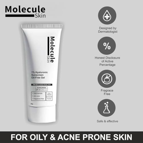 Image of Molecule Skin Moisturizing Gel Sunscreen SPF 50+ PA++++ | 5% Niacinamide | Suitable for All Skin Types (50g) pack of 1