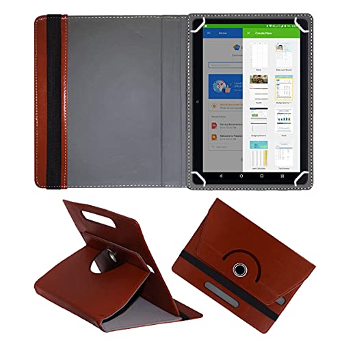 Image of Fastway Rotating Leather Flip Stand Case Cover for DOMO Slate SL36 OS9 SC 10.1-Inch Tablet (Brown)