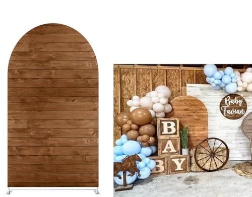Iydamc Wood Arched Backdrop 2.5X6ft Arch Wall Covers Stretchy Wooden