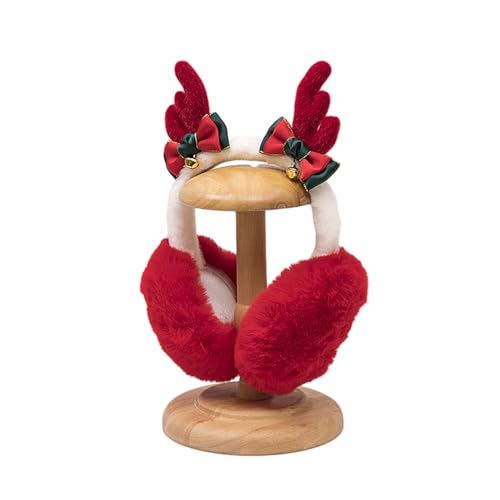 Zgehnao Damen-Kopfschmuck, Plüsch-Ohrenschützer mit Weihnachtsmotiv für Damen, Kinder, Ohrenwärmer für Winter, Weihnachten, Neujahr, Geschenke, rot / weiß, Diameter 13cm