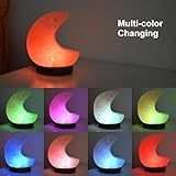FANHAO Moon Shaped Himalayan Salt Lamp with 8 Color Changing, USB Salt Rock Lamp Night Light for Gift and Home Decor, Neem Wooden Base - Image 3