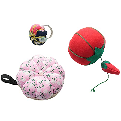 Ruiwaer 3Pcs Pin Cushions Kit 3X4Cm Ring Pincushion 5X4Cm Tomato Pin Cushion And 6X6X2.7Cm Pumpkin Shape Wrist Pin Cushion With Faux Pearl For Sewing Needlework Or Diy Crafts #TOP24