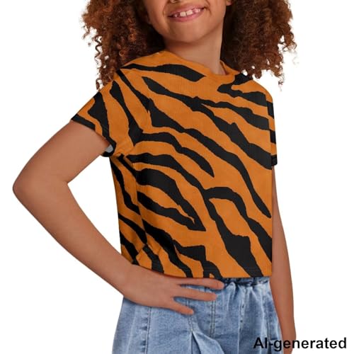 Image of Cute Crop Tops for Girls Short Sleeve Summer T Shirts Fashion Graphic Tees Crew Neck Pullover Tee 5-14 Years