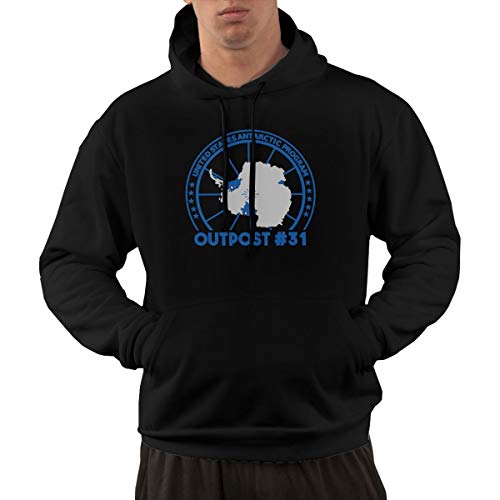 Antarctica Research Pullover Hoodie Sweatshirt Men's Performance Active Jacket Pullover S-3XL Black