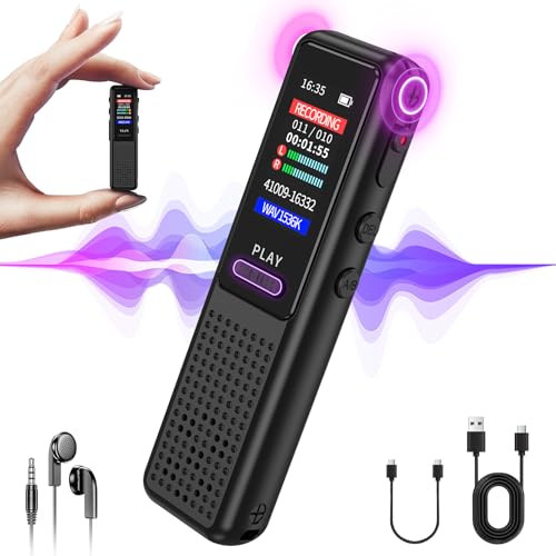 64GB Voice Recorder – Upgraded Digital Voice Activated Recorder with AI Noise Reduction Technology, Dictaphone Tape Recording Device with Playback for Lectures Meetings/Classes/Interview