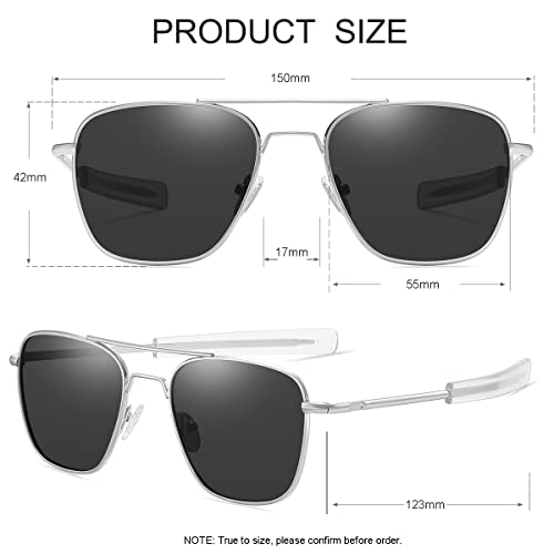 Image of JOVAKIT Men's Polarized Aviator Sunglasses Retro Military Style Pilot Sun Glasses Bayonet Temples UV400 Protection