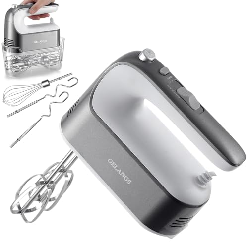 GELANGS-400W Hand Mixer with Turbo Boost - 5-Speed, One-Touch Release, Copper Motor - 5 Dishwasher-Safe Attachments - 110V Heavy Duty Mixer for Baking, Whipping & Dough