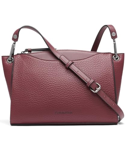 Calvin Klein Garnet Top Zip Crossbody, Deep Rouge, One Size