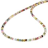 vatslacreations multi tourmaline semiprecious gemstone one layer necklace for women girls round faceted tourmaline necklace birthday gift for her 45cm 