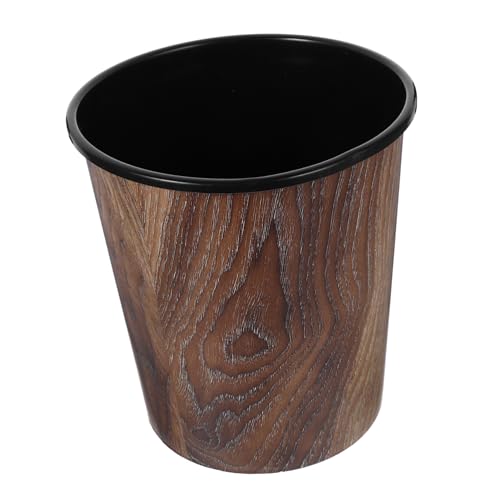 DIYEAH Medium Wood Grain Trash Can Small Garbage Can Kitchen Waste Basket Bathroom Waste Bin Plastic