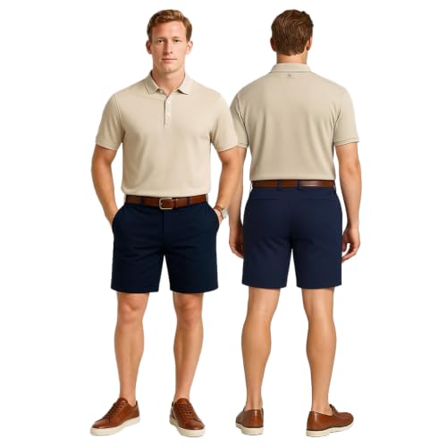 Image of Cole Haan Zero Grand Men's Shorts - Modern Flat-Front Design with 4-Way Stretch, Stain-Resistant Twill & Adaptive Waistband