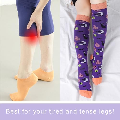 Image of Junely Compression Socks for Women Knee High Festival for Running Athletic Nurses Pregnant Women Work Support Travel Flight
