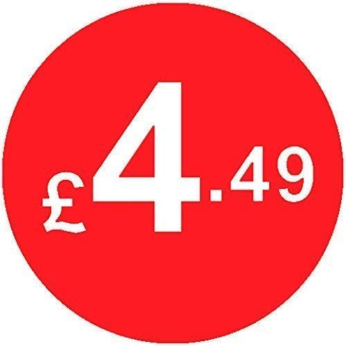 Pack of 500-20mm Price Stickers/Labels - Choose from 10p to £95 - Bright Red - Many Prices to Choose from (£4.49 - Red) — image 1
