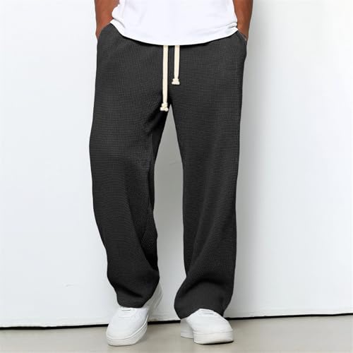 Waffle Pants Men Drawstring Lounge Joggers Baggy Wide Leg Hippie Pant Checkered Pant Breathable Hiking Sweatpant2