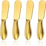 HSHQING Stainless Steel Butter Knife, 4Pcs Gold Applicator Set for Home Breakfast Use, Deluxe Sandwich Cream Cheese Condiment Knives