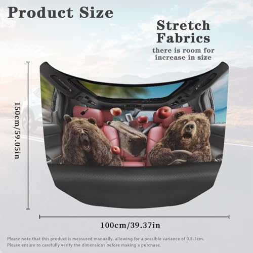 Image of Car Front Hood Cover,Bear Driving Print for Cars,Measuring 39.37 inchx59.05 inch(100x150cm) Windshield Snow Cover for Cars,Trucks,Vans