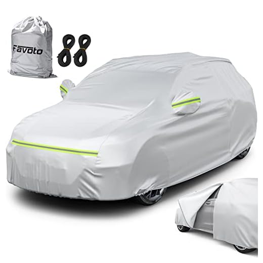Favoto Bâche Voiture Exterieur Housse de Protection PEVA Couverture Imperméable Auto, Ouverte Latérale pour Cabine, Doublure en Coton Respirant, Anti UV Neige Poussière pour SUV 505x195x175cm Argent