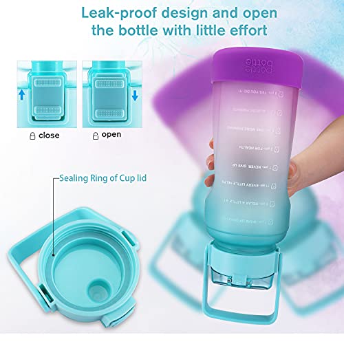 Bottlebottle Bottle Bottle Half Gallon/64 Oz Water Bottle With Straw Big Handle Protective Silicone Boot Sports Water Bottle With Time Marker Leak Proof Reusable Water Jug For Adult And Kids thumb #1