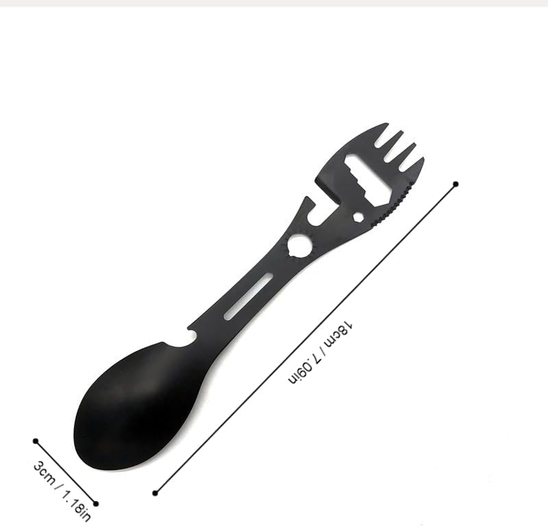 Miniatura 5 de JOYKOL Spork multifuncional para exteriores, utensilio de campamento combinado 10 en 1 para senderismo, cuchara de acero inoxidable y abridor de