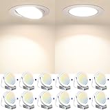 Amico 12 Pack 6 Inch 5CCT Gimbal Slim LED Recessed Lights with J-Box, Airtight Directional Dimmable Downlight, 2700K/3000K/3500K/4000K/5000K Selectable, 15W=100W 1100LM, Angled canless Light -ETL&FCC