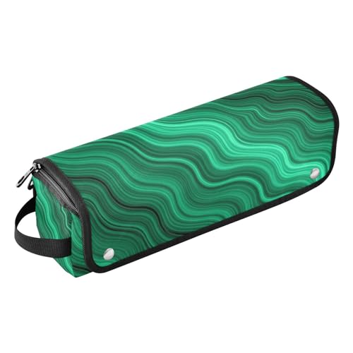 Bolsa organizadora para herramientas de cabello resistente al calor con alfombrilla y cremallera para planchas y rizadores de pelo color verde mármol